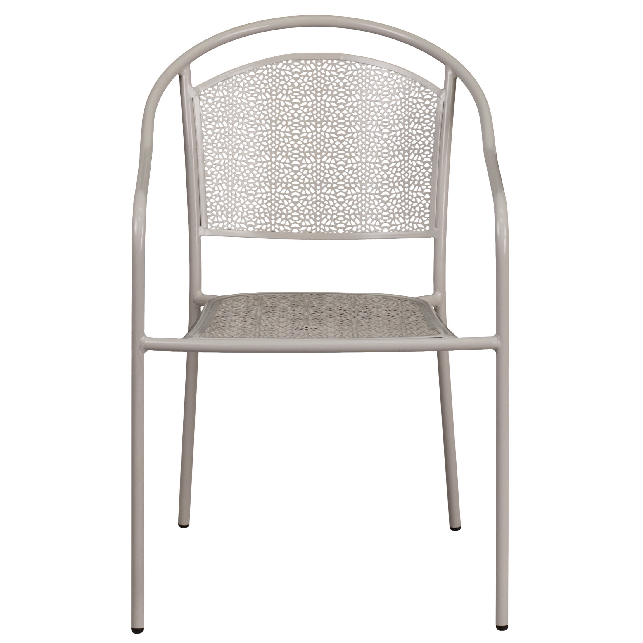 Flash Furniture Oia Commercial Grade 5 Pack Light Gray Indoor-Outdoor Steel Patio Arm Chair with Round Back