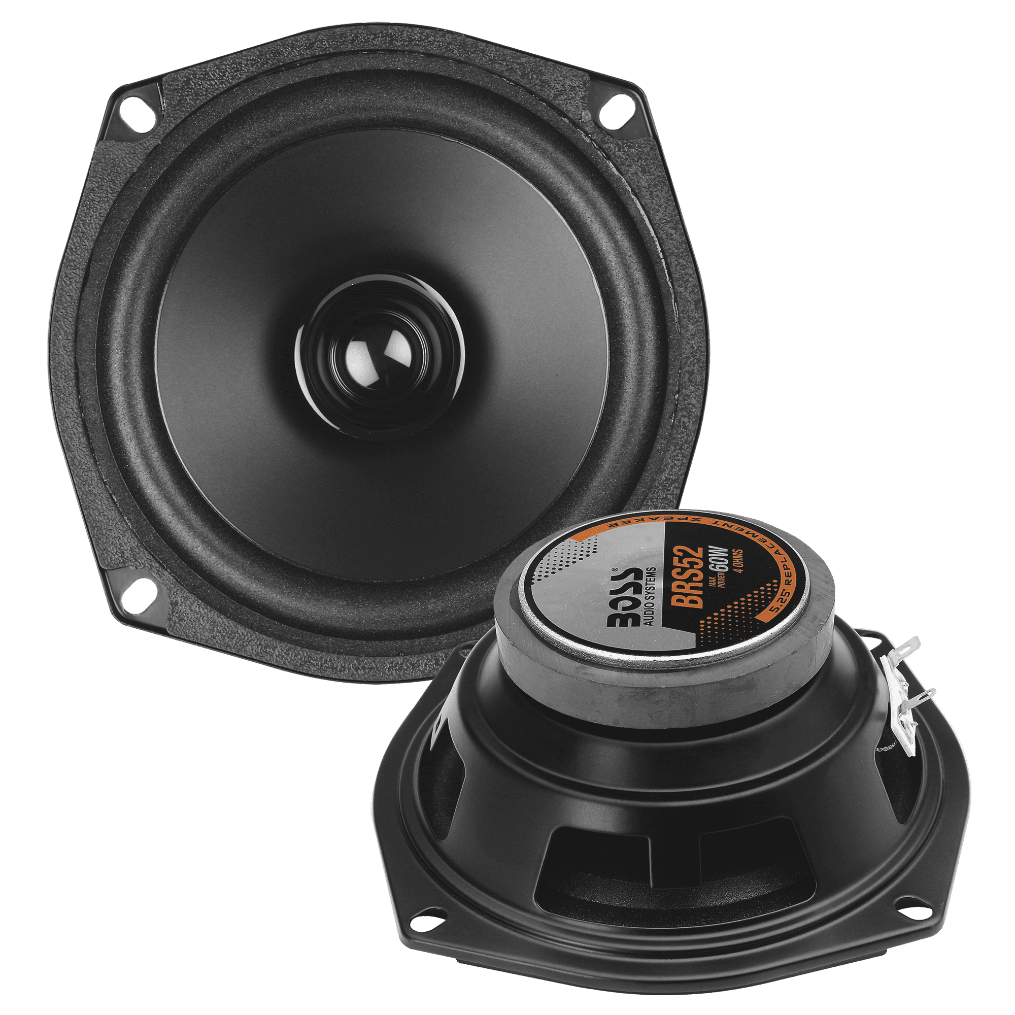 BOSS Audio Systems BRS52 5.25 Inch Car Door Speaker - Full Range, 60 Watts Max, 4-Ohm Polypropylene Cone, Drop-In Single Replacement