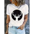 thumbnail image 1 of T-Shirt de Sport Décontracté Simple à Col Rond et Manches Courtes pour Femmes, Motif de Cerf Minimaliste Créatif Imprimé, Haut d'Été Confortable pour Femmes pendant les Vacances. Fête des Pères, Fête des Mères, Nouveau A, 1 of 6