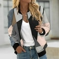 thumbnail image 2 of Jamicy Womens Jackets Clearance Sale Bomber Jacket for Women Lightweight Zip Up Long Sleeve Casual Jacket Trendy Patchwork Color Block Sport Outerwear, 2 of 5