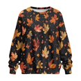 thumbnail image 4 of Xoenoiee Maple Leaves Heart Print Women's Oversized Sweatshirts Y2K Drop Shoulder Long Sleeve Crewneck Pullover Casual Streetwear Top with Pockets, Size S, 4 of 7