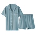 thumbnail image 5 of GHSOHS Sleepwear Pajamas for Women Set 2 Piece Sets for Women Summer Cotton Short Sleeved Shorts Cardigan Cute Oversize Summer Home Clothing Two Piece Suit Outfits Nightwear Pj Lounge Sets Outfits, 5 of 5