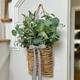 thumbnail image 6 of Hanging Basket for Front Door,Spring And Summer Flower Basket And Flower Wreath Simulation Flower Vines Basket Door Basket Door Hanging in Front of Home Decorative(A 14in), 6 of 9