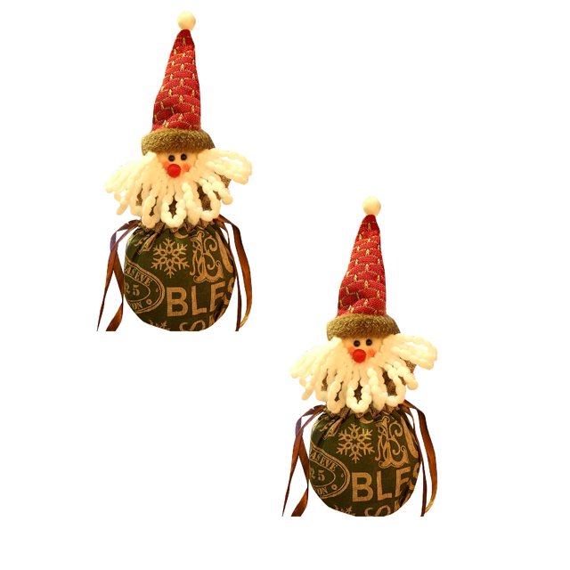 Oleegame 2PC Christmas Drawstring Bag 3D Design Fabric Gift Bags For Favors And Decorations Super Cute Snowman