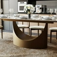 thumbnail image 4 of 71"-95" Extendable Hobart Modern Dining Table for 6-10, Glossy Pandora Sintered Stone Table, Bronze Carbon Steel Base, 4 of 7