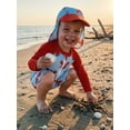 thumbnail image 3 of BemeyourBBs 2pcs Toddler Baby Boys One Pieces Swimsuit with Sun Hat Infant Boy Bathing Suit Long Sleeve Starfish Lobster Print Upper Zipper Rash Guard Swimwear Summer Beachwear, 3 of 9