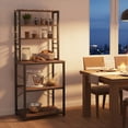 thumbnail image 2 of VASAGLE- Barra de café, Estante de Cocina de 6 Niveles con 6 Ganchos, Soporte para microondas, Industrial, 15.7 x 23.6 x 65.7 Pulgadas, café rústico y Negro, 2 of 7