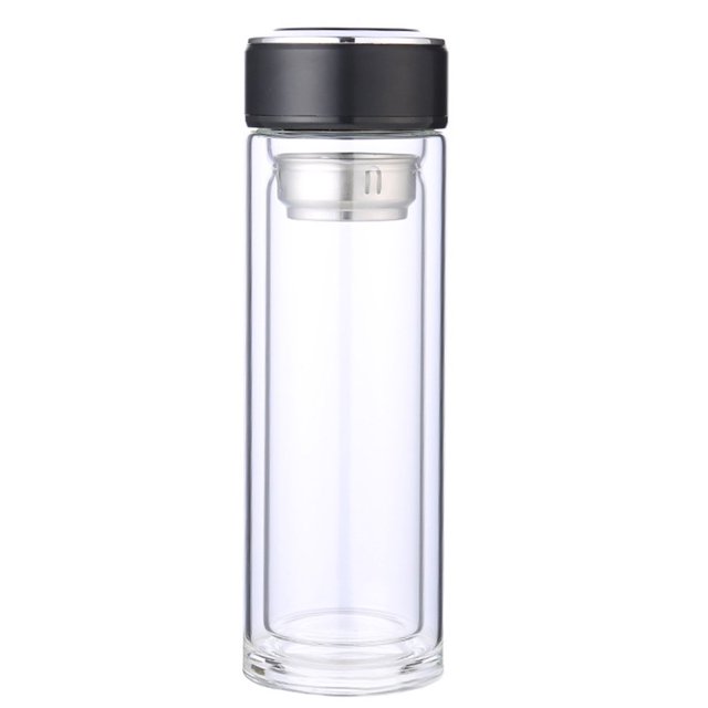 320ML High-Borosilicate Glass Water Bottle with Filter Double Layer Heat Resistant Tea Coffee Bottle