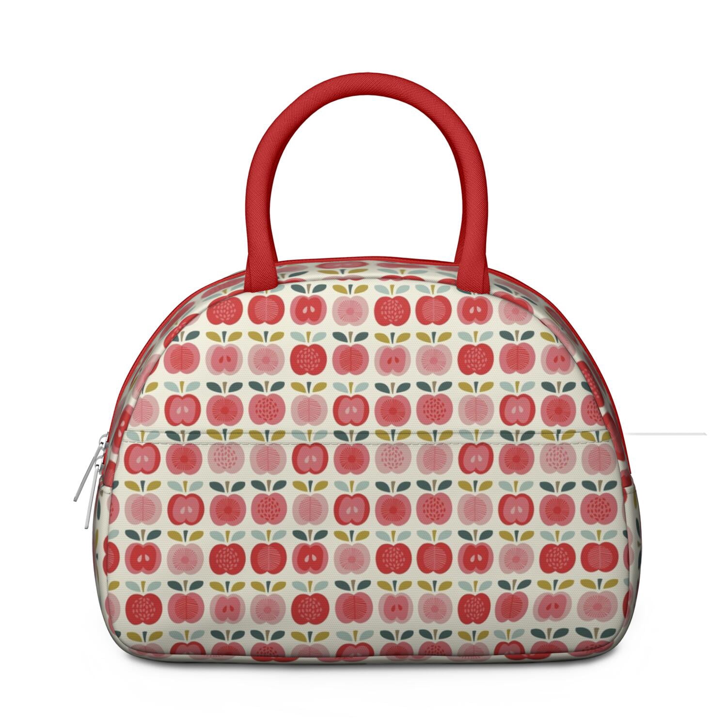 Apple Lunch Bag for Women – Cute Red & Green Fruit Print Tote with Cartoon Design and Leaves, Insulated & Leakproof, Aesthetic Lunch Box for Work or Apple Lover Gifts by CandyC