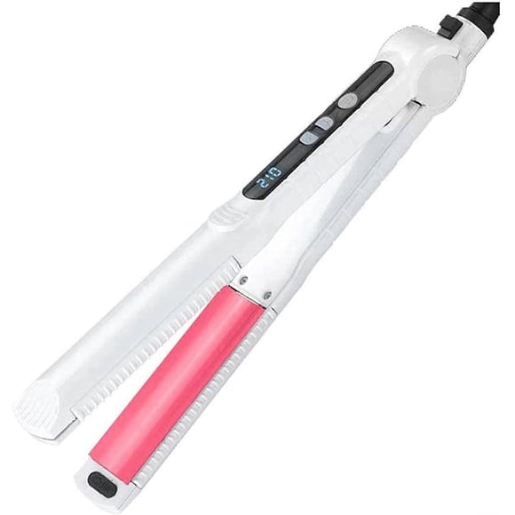Plancha y alisador de cabello 3 en 1 de cerámica turmalina con control de temperatura LCD para todo tipo de cabello.