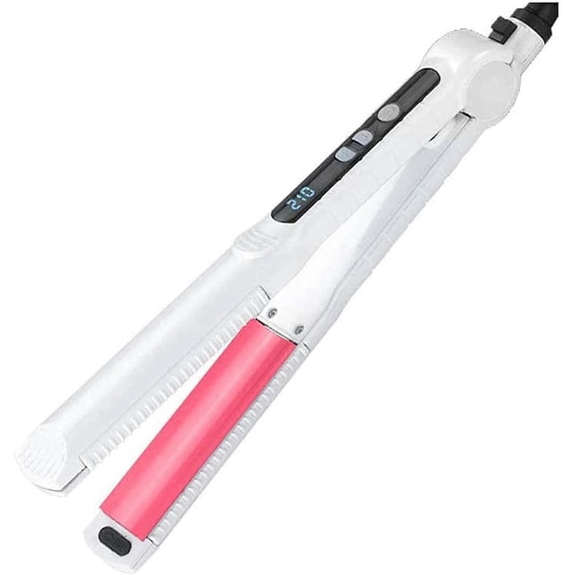 Plancha y alisador de cabello 3 en 1 de cerámica turmalina con control de temperatura LCD para todo tipo de cabello.