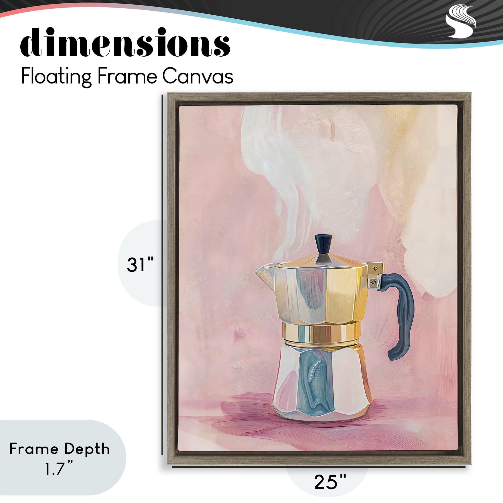 Stupell Industries Vintage Coffee Maker on Pink Brown Framed Floater Canvas Wall Art, design by The Prints Vibe