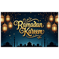 thumbnail image 4 of LUUFILx Ramadan Kareem Banner Moon Lanterns Hanging Starry Night Backdrop Islamic Celebration Party Prop Eid Decoration Religious Event Supplies Background, 4 of 9