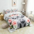 Highland Cow Flower Comforter Set Twin Size Bull Cattle Bedding Set