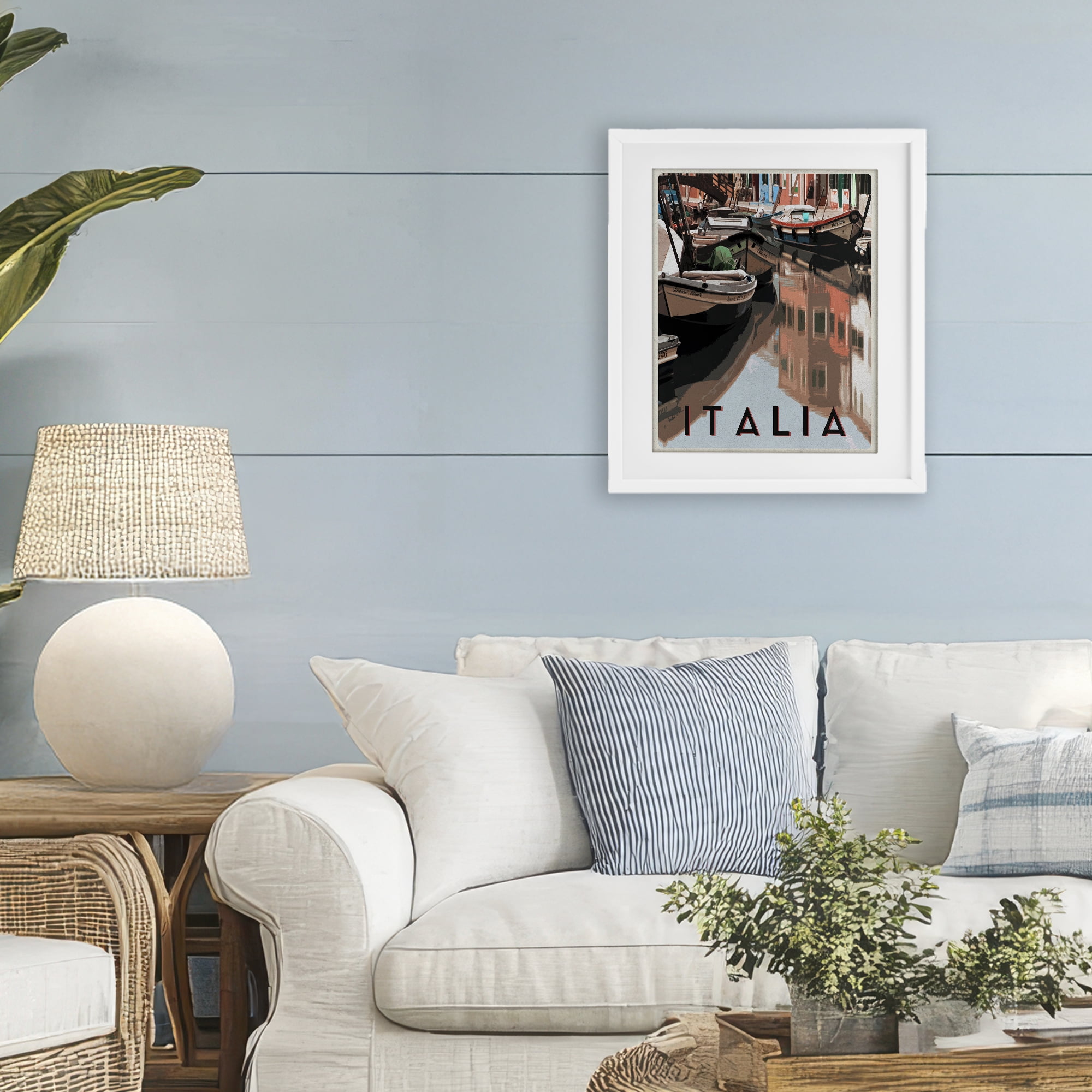 Stupell Industries Italia Canal Poster White Framed Print Under Glass, design by Shelley Lake