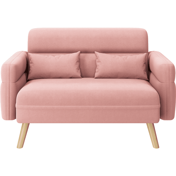 Renwick 46.5" W Small Fabric Loveseat Sofa with Lumbar Pillows, Pink