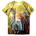 thumbnail image 5 of TSADFHJI Hauts de Noël pour Femmes Décontracté Col Rond Imprimé Animal Manches Courtes T-Shirt Haut S Jaune, 5 of 5