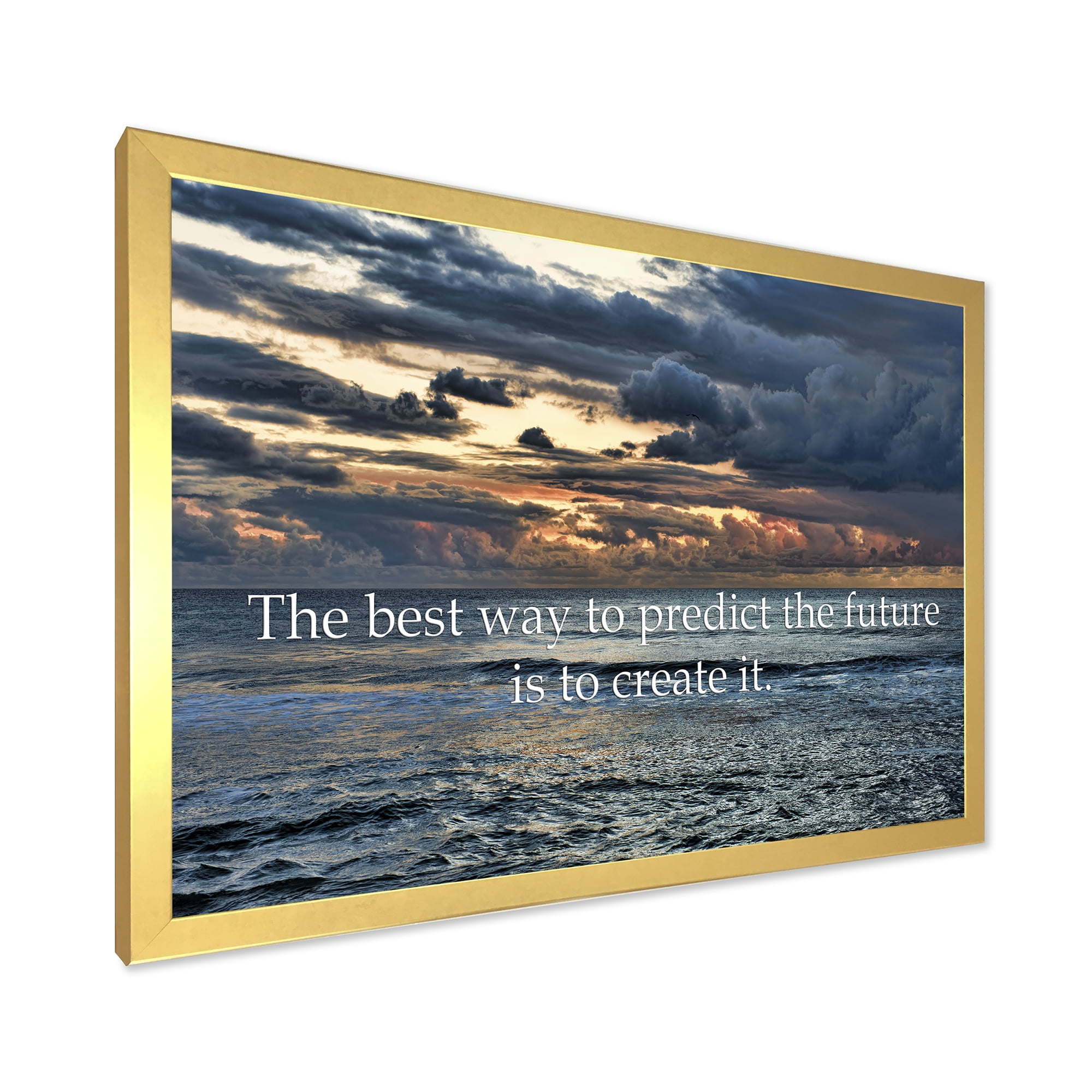 Designart 'The Best Way To Predict The Future Is To Create It Blue Ocean' Nautical & Coastal Framed Art Print