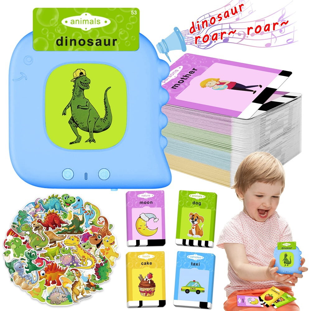 Talking Flash Cards for Toddlers 2-6 Year Old Boys Girls Preschool Montessori Toys Birthday Gift for Kids Ages 2 3 4 5 6 Rechargeable Educational Learning Toys Flashcards Baby Toys with 224 Words 
