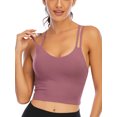 thumbnail image 5 of SHCKE Women Longline Sports Bra Cross Back Wirefree Removable Pads Bra Workout Running Camisole Crop Top, 5 of 6