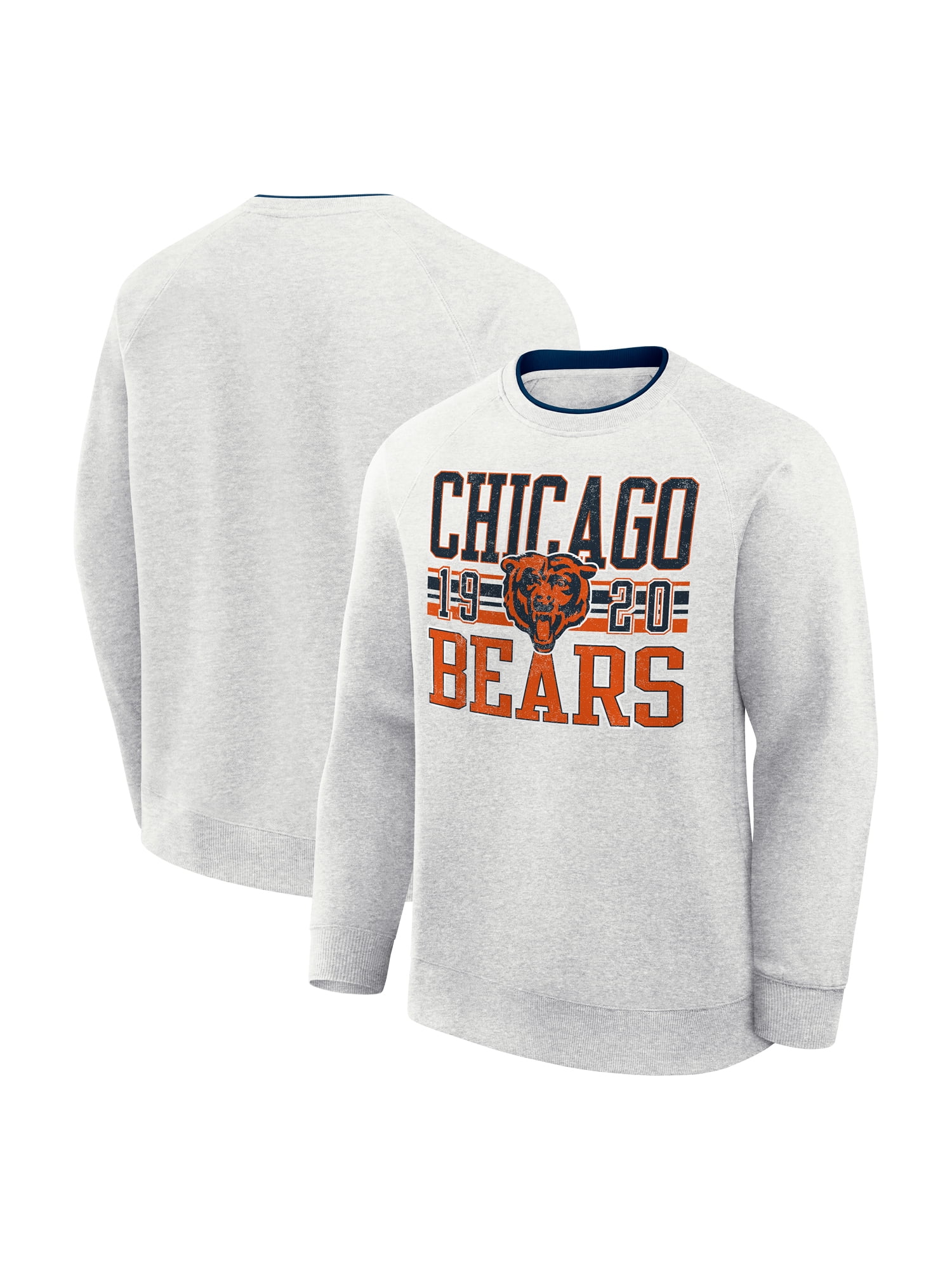 NFL Chicago Bears Men's Cotton Gray Heather Long Sleeve Crew Fleece Sweatshirt