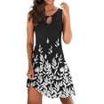 thumbnail image 1 of Jophufed Summer Spring Dresses for Women 2022 Cute Cold Shoulder Boho Tshirt Dresses A Line Shift Floral Printed Tunic Dress,Sleeveless Beach Short Mini Sundress, 1 of 5