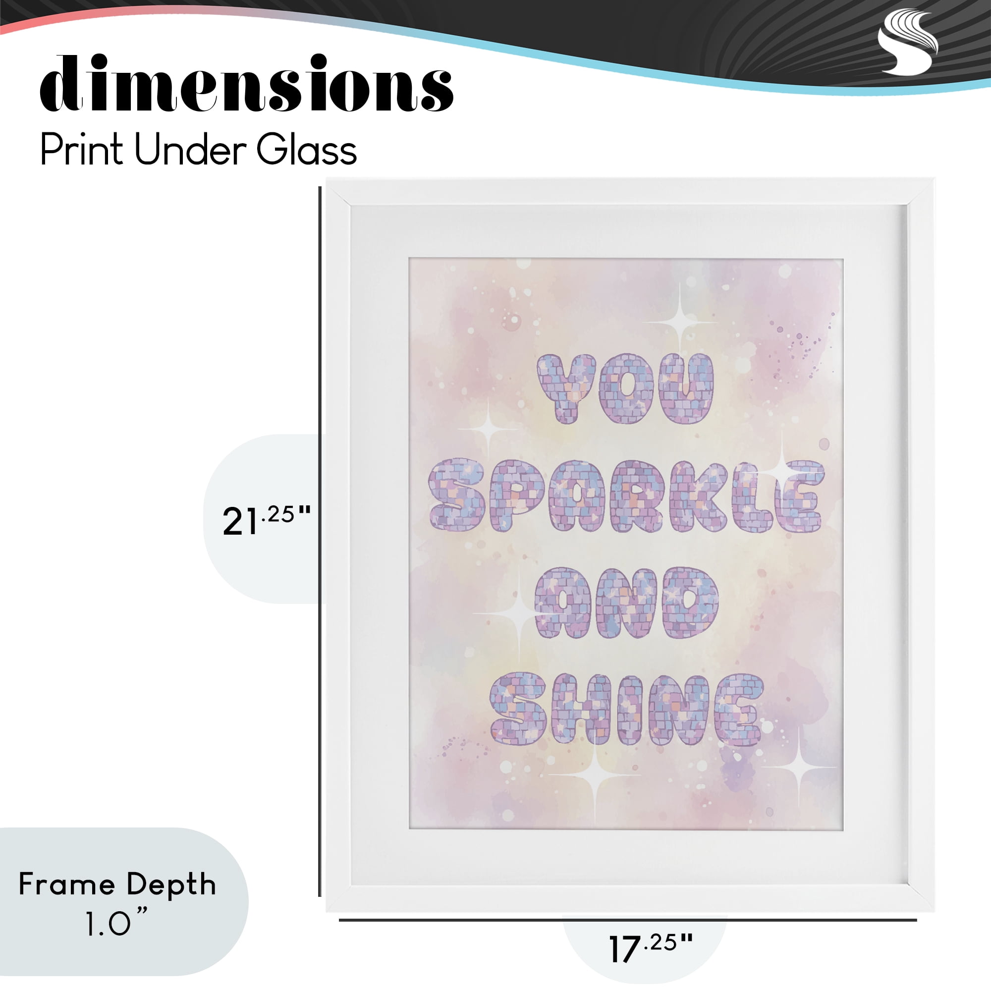Stupell Industries You Sparkle And Shine Pastels White Framed Print Under Glass, design by Lil' Rue