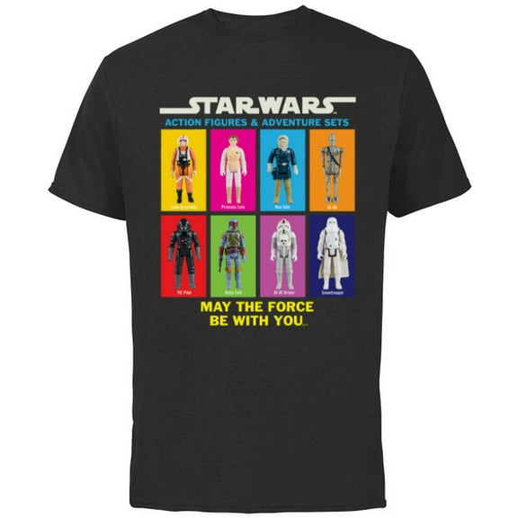 Star Wars Action Figures May The Force Be With You - Short Sleeve Cotton T-Shirt for Adults - Customized-Black