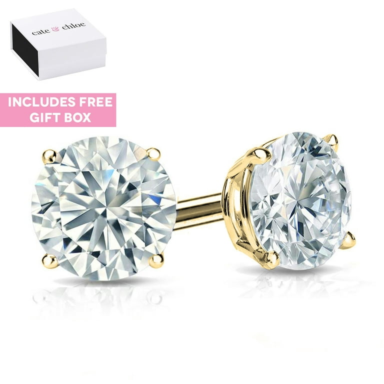 Cate & Chloe Ariel 18K White Gold Halo CZ Stud Earrings, Silver Simulated