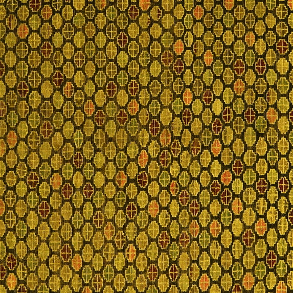 Ahgly Company Indoor Square Abstract Yellow Modern Area Rugs, 3' Square