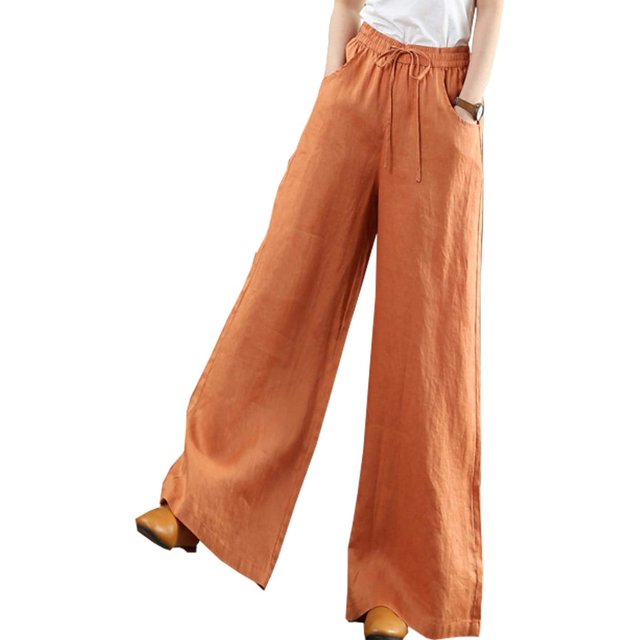 Femmes Pantalons Larges Pantalons Larges Pantalons Larges Pantalons Larges Pantalons Larges pour Femmes Pantalons en Coton Taille Haute Pantalons pour Femmes Orange X-Petit