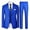 Blue, variant on Men's Relaxed Fit 3-Piece Notched Lapel Suit Set, Single-Breasted Business Casual Attire with Back Vent & Functional Pockets