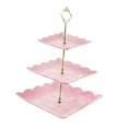 thumbnail image 4 of Bandeja De Frutas Secas, Soporte De Exhibición Para Platos De Comida, Vajilla Para Comedor, Postre, Hogar, 24cmx24cmx37cm, Cuadrado, Rosa, 4 of 8