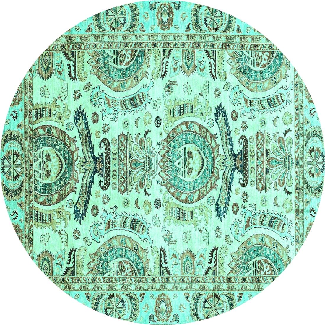 Ahgly Company Indoor Round Abstract Turquoise Blue Modern Area Rugs, 8 ...
