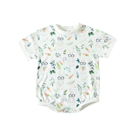 

wofedyo baby girl clothes Baby Girls Boys Print Spring Summer Easter Bunny Short Sleeve Romper Bodysuit Clothes baby clothes