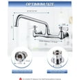 thumbnail image 3 of Commercial Kitchen Faucet 8 Inch Center Wall Mount Commercial Sink Faucet with 8 Inch Swivel Spout 2 Dual Handle Laundry & Utility Room Sink Faucets Restaurant Industrial Chrome Mixer Tap, 3 of 7