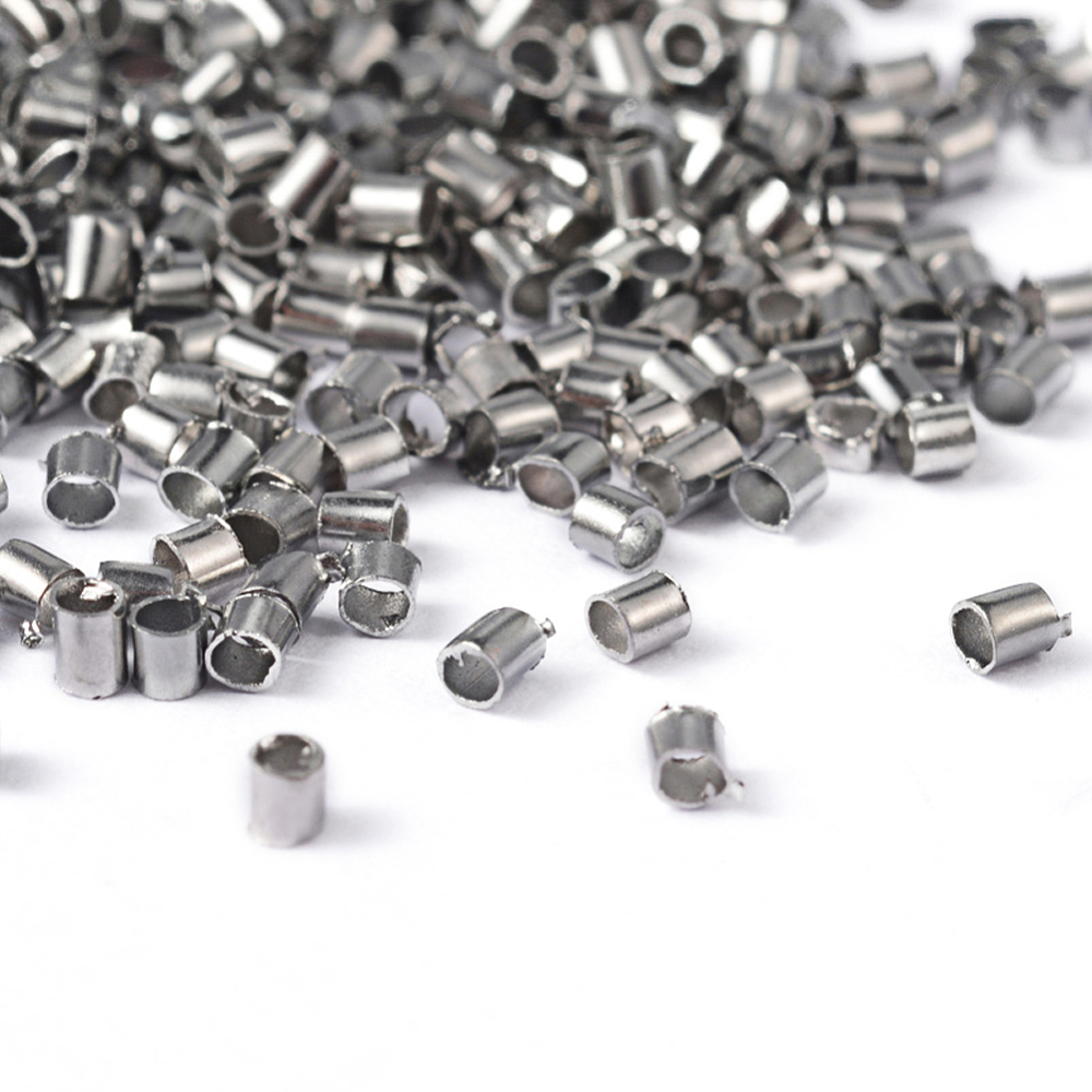 Brass Crimp Beads Cadmium Free Lead Free Tube Platinum 1.5x1.5mm Hole: 1mm