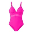 thumbnail image 5 of GPOECD Maillot de Bain une Pièce pour Femmes Couleur Unie en Maille Transparente Col en V Robe à Bretelles Style Bikini pour Plage Piscine Maillot de Bain une Pièce Rouge,P, 5 of 5
