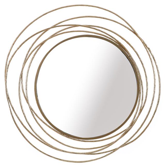 Luxen Home WHA1445 Cadre Métallique Miroir Mural Rond&44; Or