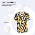 thumbnail image 3 of Rateoe Cute Cow Print Sunflower D Pattern Men’s Baseball Short Sleeve Polo Shirt, Midweight Men's Shirt Golf Shirt Polo Shirts Quick Dry Short-Large, 3 of 7