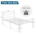 thumbnail image 3 of VECELO Twin Size Metal Platform Bed Frame with Headboard and Footboard, Strong Steel Slat Support/No Box Spring Needed, Easy Assembly, White, 3 of 10