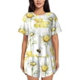 thumbnail image 1 of Gaeub Ensemble de Pyjama à Manches Courtes pour Femmes Imprimé Miel Doux avec Pantalon Long-3TG, 1 of 6