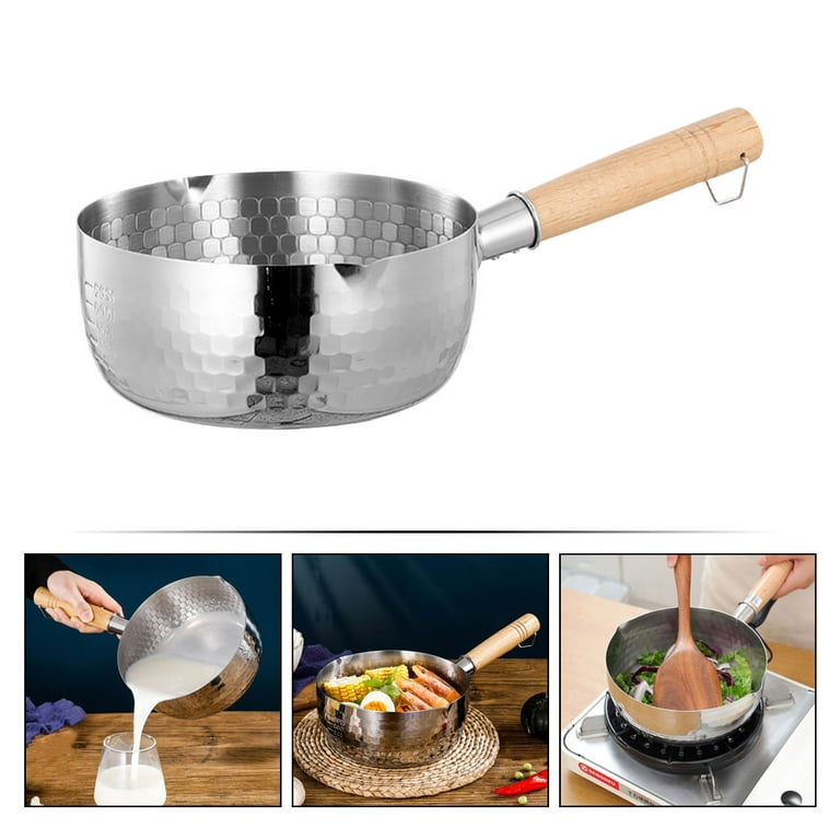 1pc 316 Stainless Steel Snow Flat Bottom Pot, Non-stick Soup Pot, Fry Pan &  Milk Pot With Thickened Base For Home & Baby Food Cooking