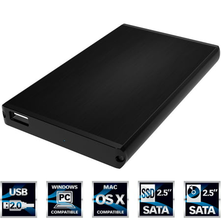 Sabrent Ultra Slim USB 2.0 to 2.5-Inch SATA External Aluminum Hard Drive Enclosure [Black]