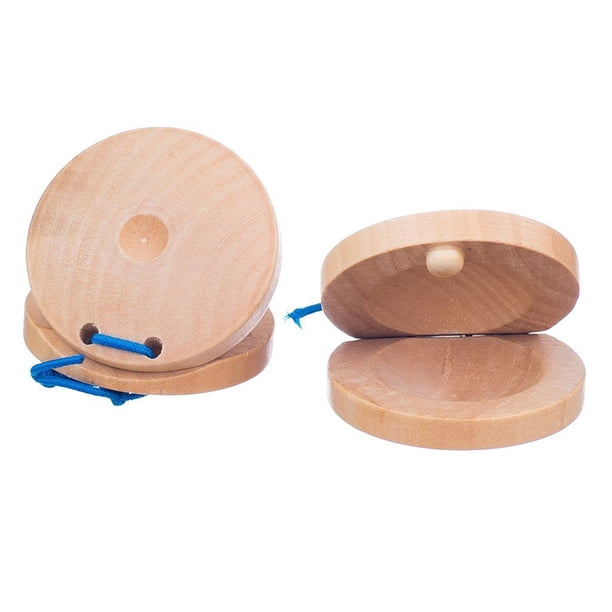 EeaseMX Castañuelas de madera para dedos, instrumento de percusión para niños, juguete educativo para bebés (color madera)