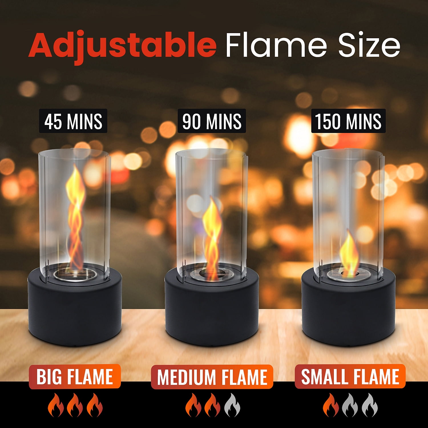 Portable Mini Fireplace Tornado Flame Metal Tabletop Fire Pit Glass Portable Heater, Gift for Christmas