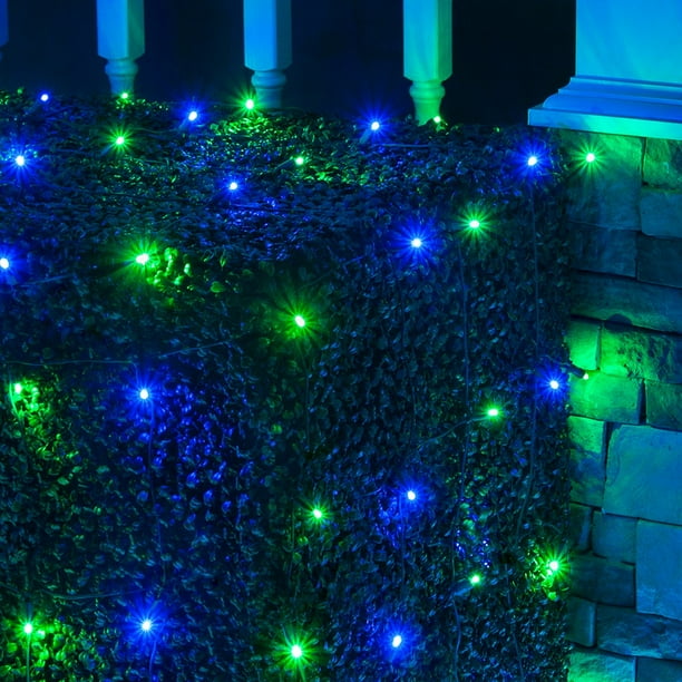 Wintergreen Lighting Blue/Green LED Net Lights Christmas Net Lights, 100 5mm Lights, 4'x6' Net