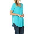 thumbnail image 3 of Women & Plus Short Sleeve V Neck Round Hem Relaxed Fit Casual Tee Shirt Top, 3 of 5