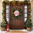 thumbnail image 4 of Welcome Sign for Front Door, Christmas Red Snowman Round Metal Wall Art Wreaths, Winter Snowflakes Rustic Xmas Trees Outdoor Indoor Wall Hanging Sign for Porch Decor Housewarming Gifts 5.9 Inch, 4 of 8