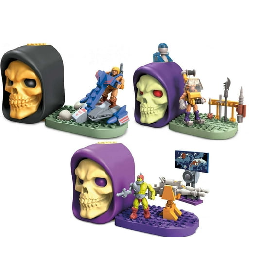 Mega Construx Skeletor Skull He-Man Jet Sled, Trap Jaw Laser Cannon & Fisto Cliff Climber Set of 3